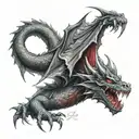 dragon, gothic, vampire, blood, fangs, calligraphy tattoo design idea