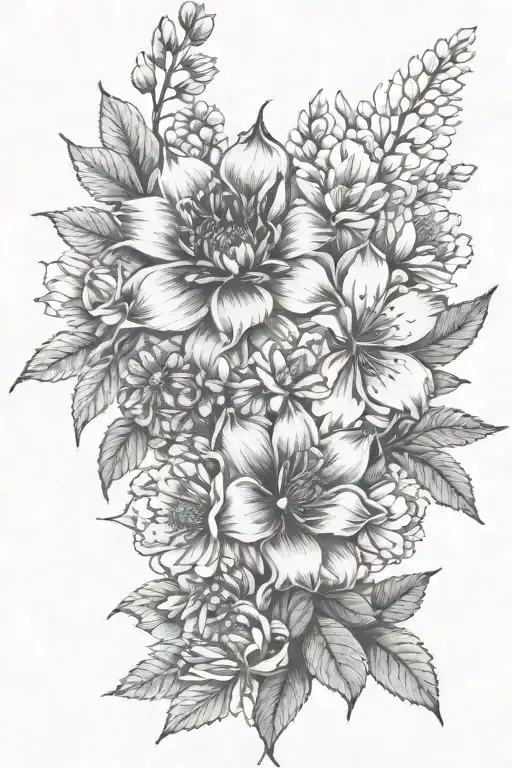 birth flowers from November, December, March and January  tattoo design idea