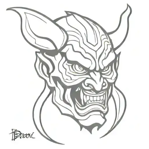 demon mask oni japanese style tattoo design idea