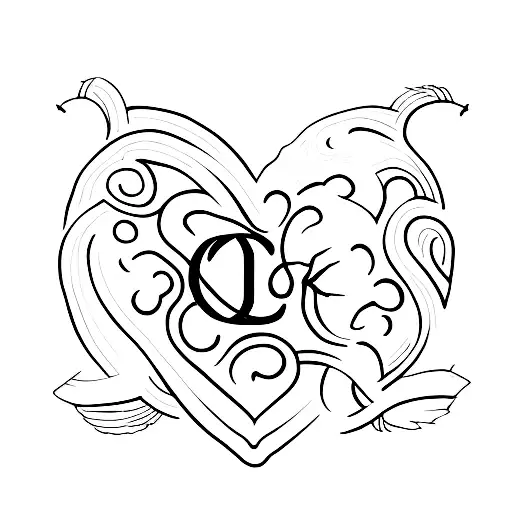 A minimalist tattoo of a heart intertwined with the client's initials 'LKS' tattoo design idea