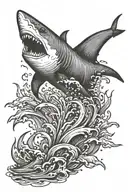 a shark jumping, no water. Solid blackwork tattoo design idea