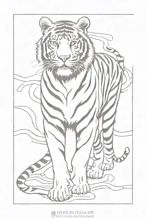 Tiger full body drawing style tattoo design idea