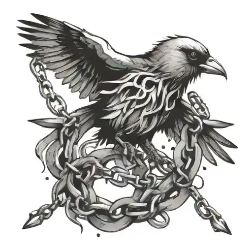 A bird breaking free from chains, symbolizing freedom from depression tattoo design idea