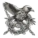 A bird breaking free from chains, symbolizing freedom from depression tattoo design idea