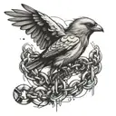 A bird breaking free from chains, symbolizing freedom from depression tattoo design idea