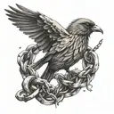 A bird breaking free from chains, symbolizing freedom from depression tattoo design idea