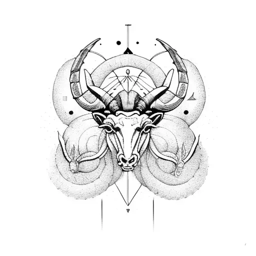 Aries and Taurus on a single design tattoo design idea