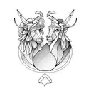 Aries and Taurus on a single design tattoo design idea