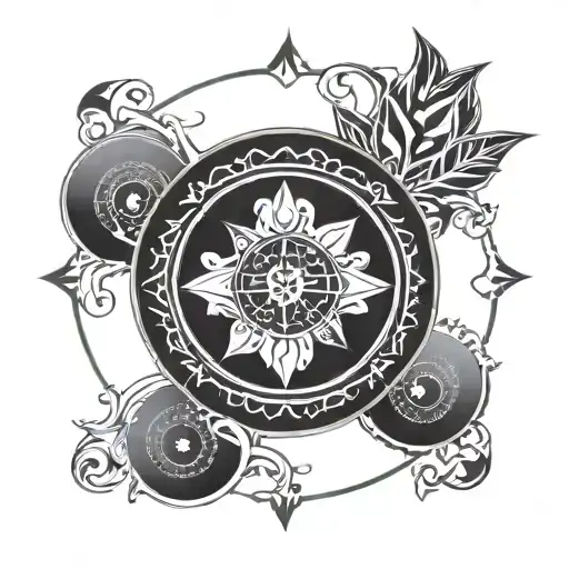 mountain River compass Maple leaf diced poker chips  tattoo design idea