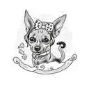 Chiweenie with cat tattoo design idea