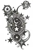 stars and moon  tattoo design idea