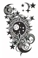 stars and moon  tattoo design idea
