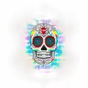 Sugar skull with cuban flag in one earring tattoo design idea
