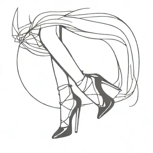 sexy lady in heels black tattoo design idea
