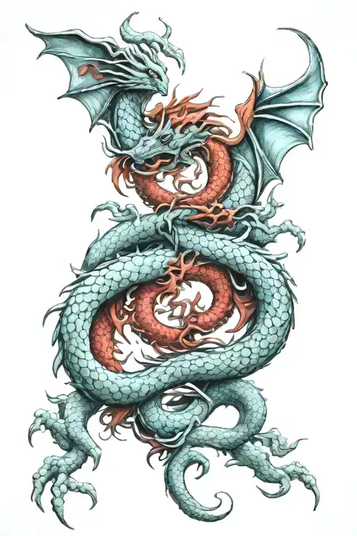 twin dragon gemini sign incorporated tattoo design idea