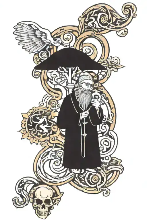 family and god symbol in alchemy tattoo design idea