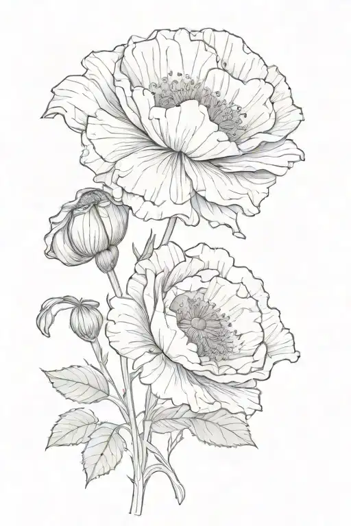 It should be a nice tattoo in which the birth flowers of the months August (poppy), June (rose), April (Mon tattoo design idea
