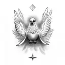 Motivational phrase with doves flying in heaven with a gate to heaven  tattoo design idea