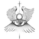 Motivational phrase with doves flying in heaven with a gate to heaven  tattoo design idea