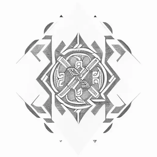 Maori-inspired geometric pattern incorporating the word 'força' in a bold typography tattoo design idea