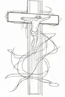 Through and Christ making a cross overlapping at the first H with "3:14" on the right side of through underneath christ  tattoo design idea