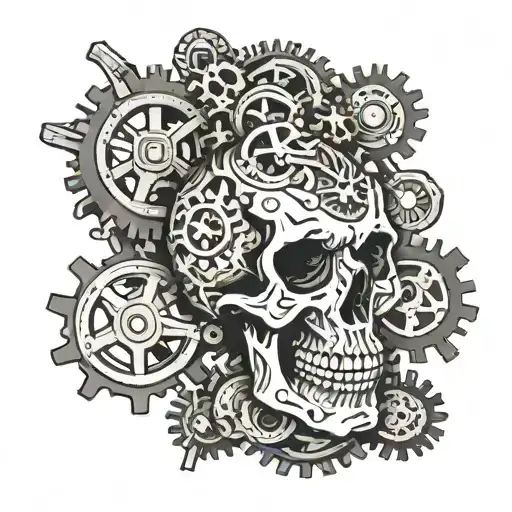 adeptus mechanicus skull with gears tattoo design idea