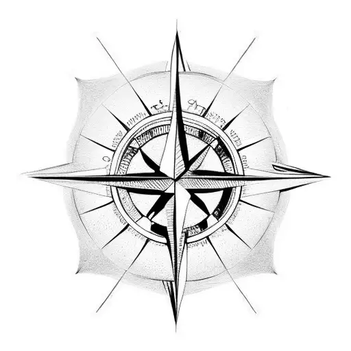 compass and anchor tattoo design idea