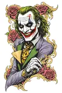 A full Heath Ledger's Joker arm sleeve tattoo design idea