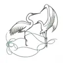 two cranes holding bow shaped ribbon tattoo design idea