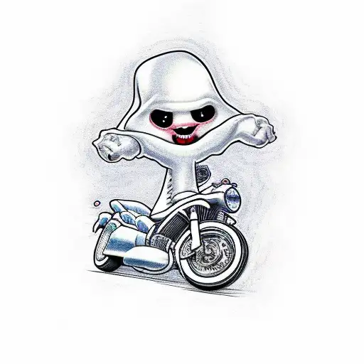 casper the friendly ghost on a harley tattoo design idea