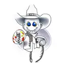 casper the friendly ghost as a cowboy tattoo design idea