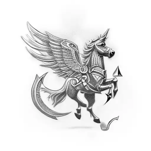 knight templar, athena owls, olive tree, Pegasus, the winged horse, and the Chimera tattoo design idea