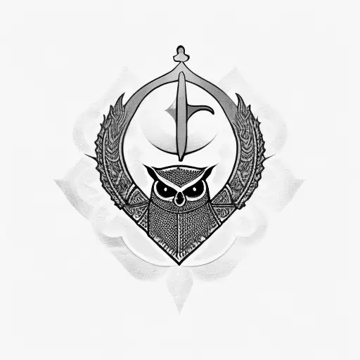 knight templar, free mason, and owl with olive branches tattoo design idea