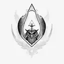 knight templar, free mason, and owl with olive branches tattoo design idea