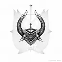 knight templar, free mason, and owl with olive branches tattoo design idea