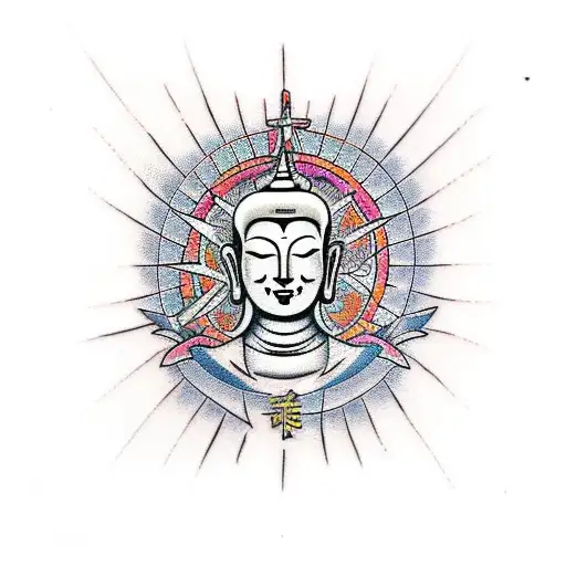 christian buddhist tattoo design idea
