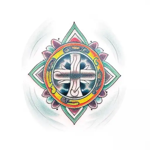 cross buddhist tattoo design idea
