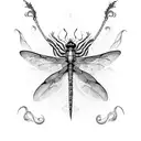 faire riding Dragon-fly tattoo design idea