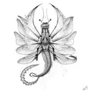 faire riding Dragon-fly tattoo design idea