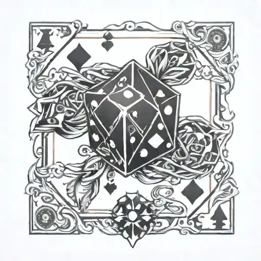 deck of cards with dice intertwined tattoo design idea