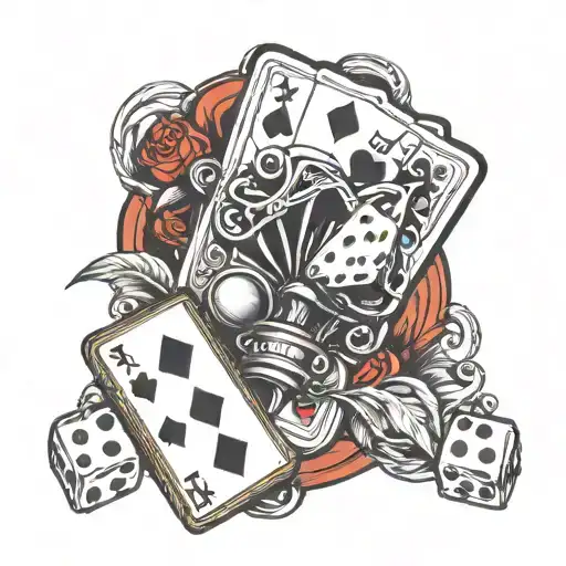 deck of cards and dice intertwined tattoo design idea