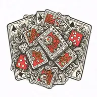 deck of cards with dice intertwined tattoo design idea