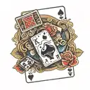 deck of cards with dice rolling tattoo design idea
