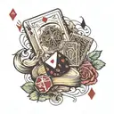 deck of cards with dice rolling tattoo design idea