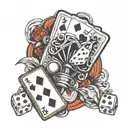 deck of cards and dice intertwined tattoo design idea