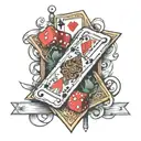 deck of cards and dice intertwined tattoo design idea