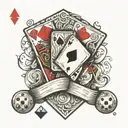 deck of cards and dice intertwined tattoo design idea
