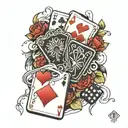 deck of cards and dice intertwined tattoo design idea