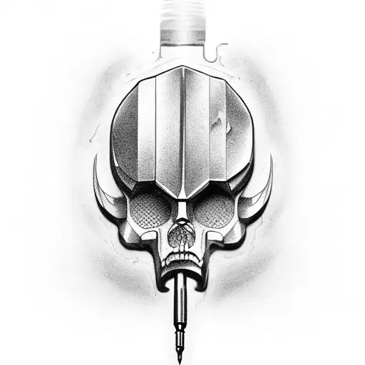 hammer and drill bit tattoo design idea
