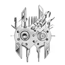 hammer and drill bit tattoo design idea